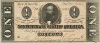 p65b from Confederate States of America: 1 Dollar from 1864